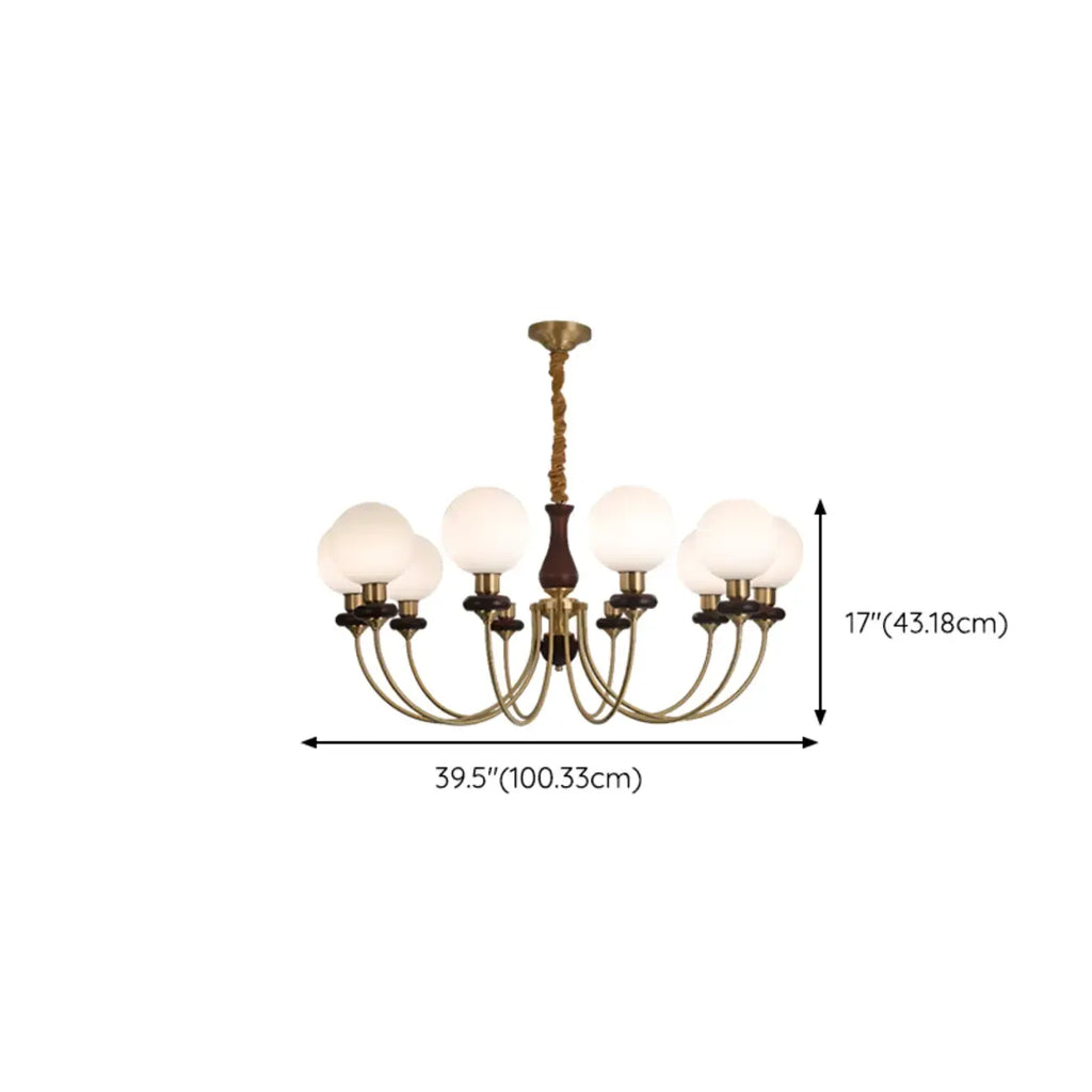 Gold Classic Globe Glass Chandelier Height Adjustable