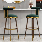 Glam Wood Velvet Upholstered Gold Accent Bar Stool