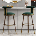 Glam Wood Velvet Upholstered Gold Accent Bar Stool