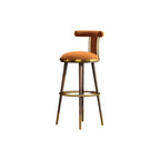 Glam Wood Velvet Upholstered Gold Accent Bar Stool