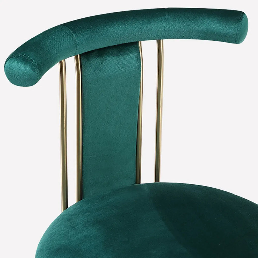 Glam Wood Velvet Upholstered Gold Accent Bar Stool