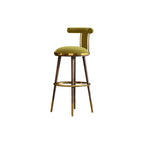 Glam Wood Velvet Upholstered Gold Accent Bar Stool
