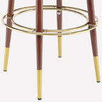 Glam Wood Velvet Upholstered Gold Accent Bar Stool