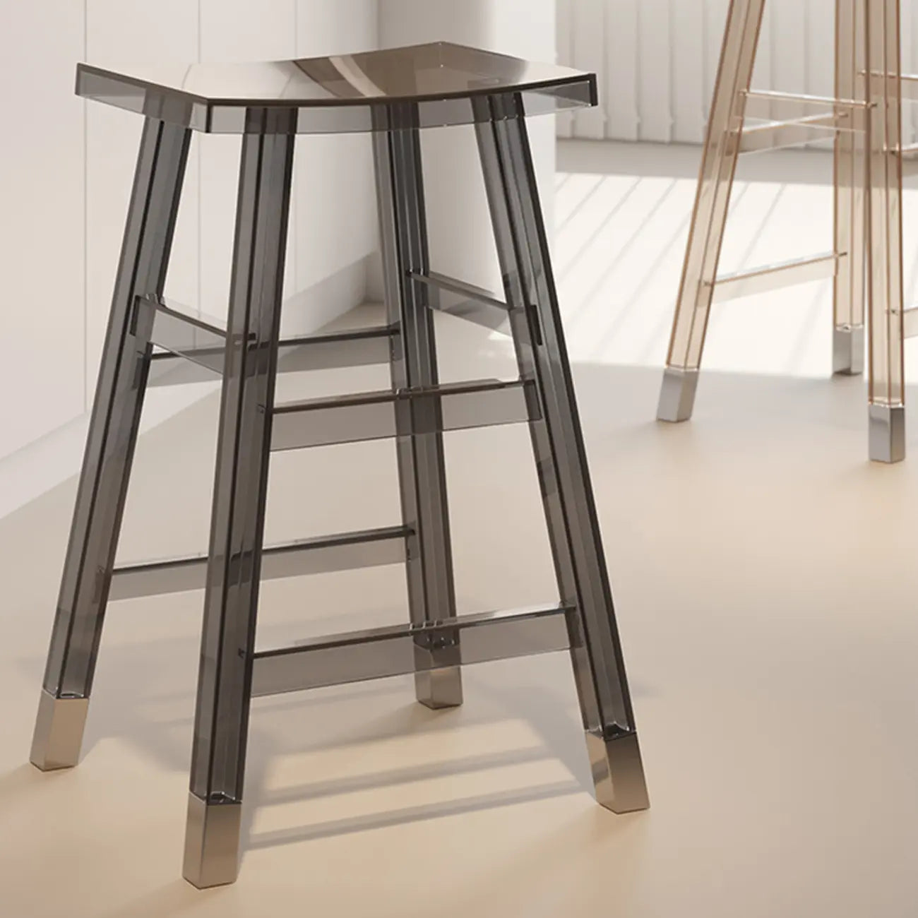 Saddle Acrylic Counter Height Backless Bar Stools