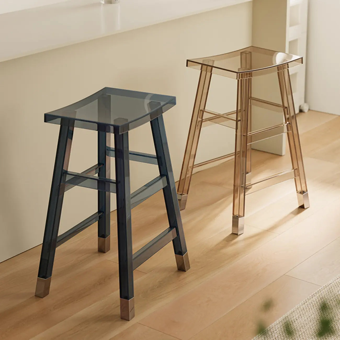 Saddle Acrylic Counter Height Backless Bar Stools