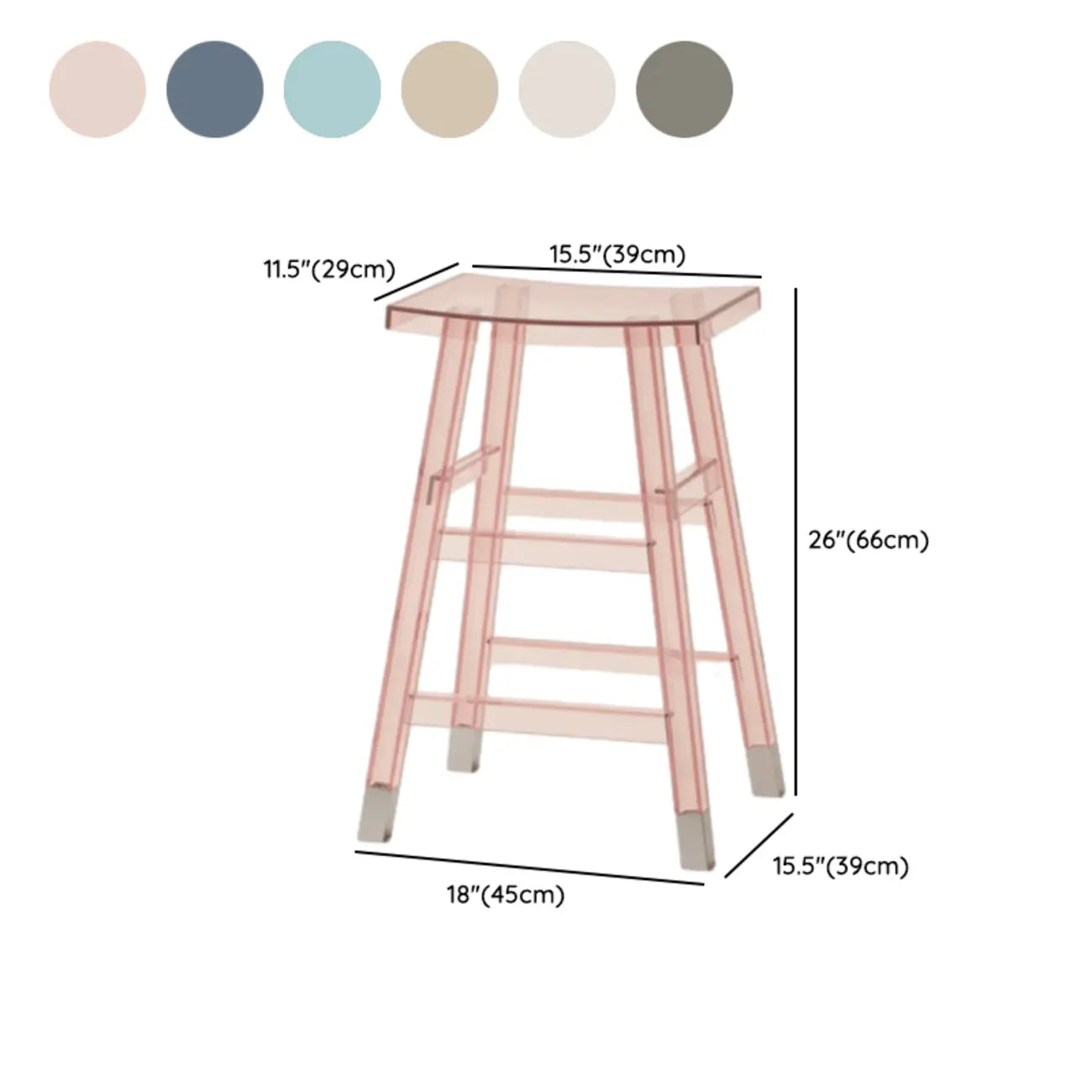 Saddle Acrylic Counter Height Backless Bar Stools