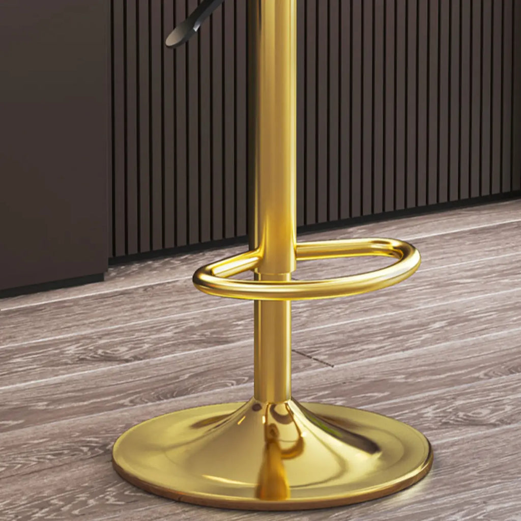 Glam Round Adjustable Leather Swivel Bar Stool with Back