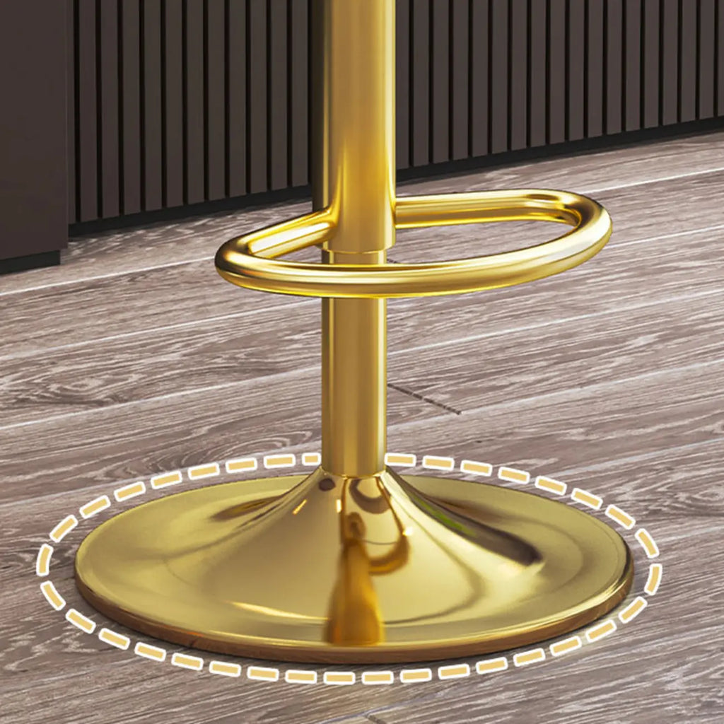 Glam Round Adjustable Leather Swivel Bar Stool with Back