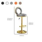 Glam Round Adjustable Leather Swivel Bar Stool with Back