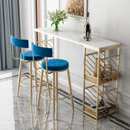 Lavish White Marble Gold Iron 2-Layer Storage Bar Tables