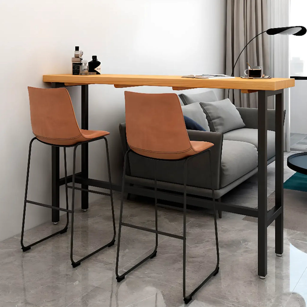 French Country Natural Wooden Iron Trestle Bar Tables