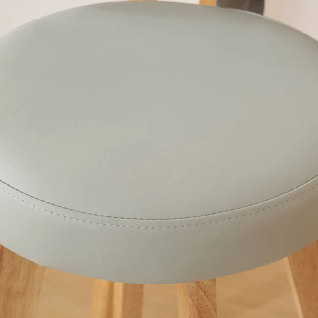 Natural Wood Round Leather Swivel Bar Stools