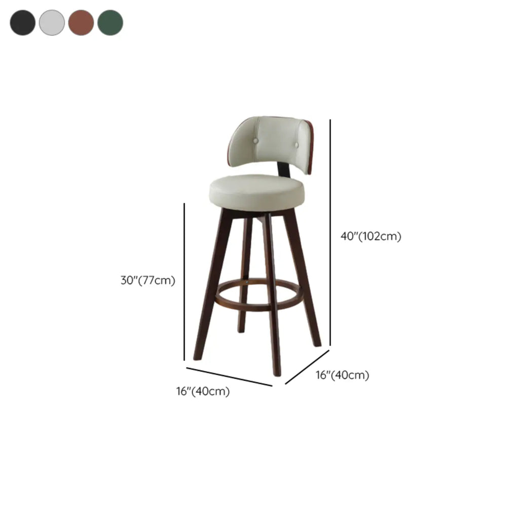 Natural Wood Round Leather Swivel Bar Stools