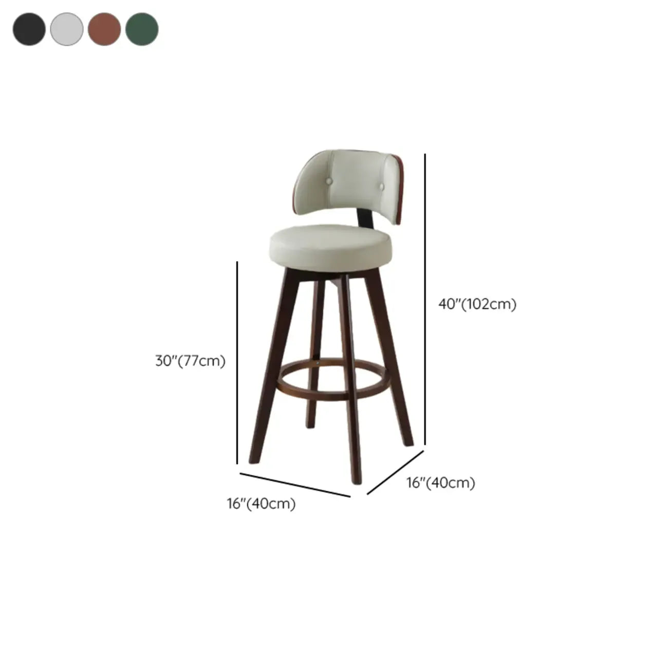 Natural Wood Round Leather Swivel Bar Stools