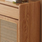 Boho Rattan Oak Shoe Cabinet Natural Storage