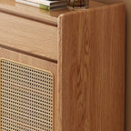 Boho Rattan Oak Shoe Cabinet Natural Storage