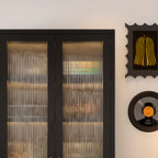 Contemporary Black Metal Bookcase with Glass Doors
