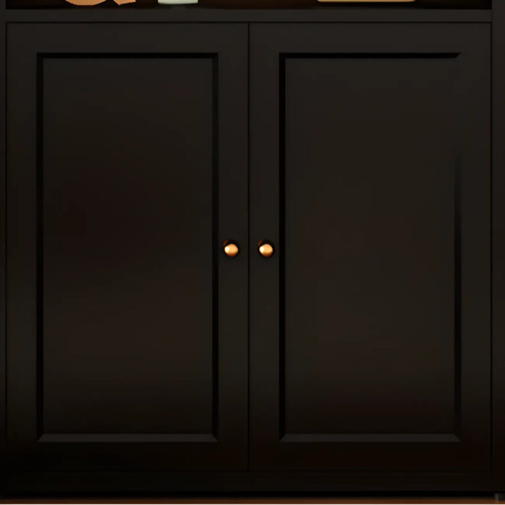 Contemporary Black Metal Bookcase with Glass Doors