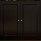 Contemporary Black Metal Bookcase with Glass Doors