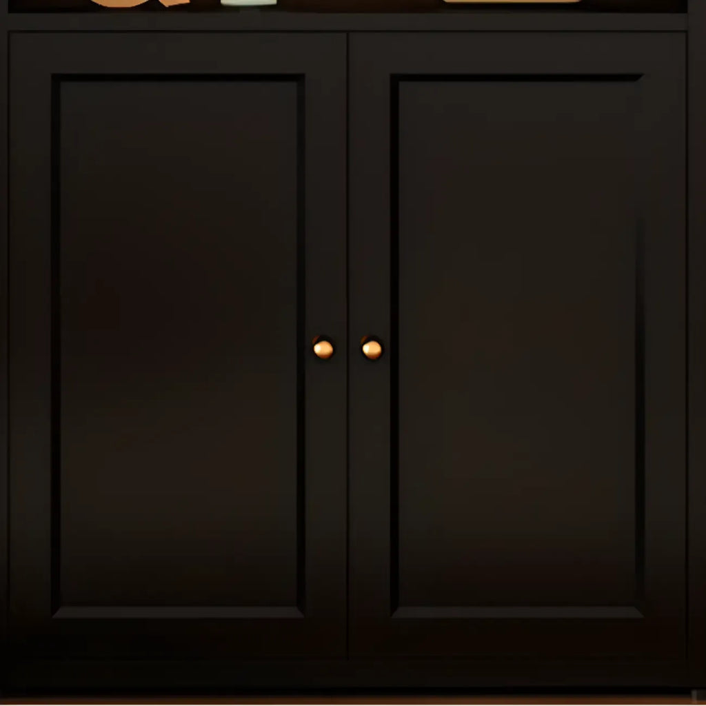 Contemporary Black Metal Bookcase with Glass Doors