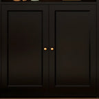Contemporary Black Metal Bookcase with Glass Doors