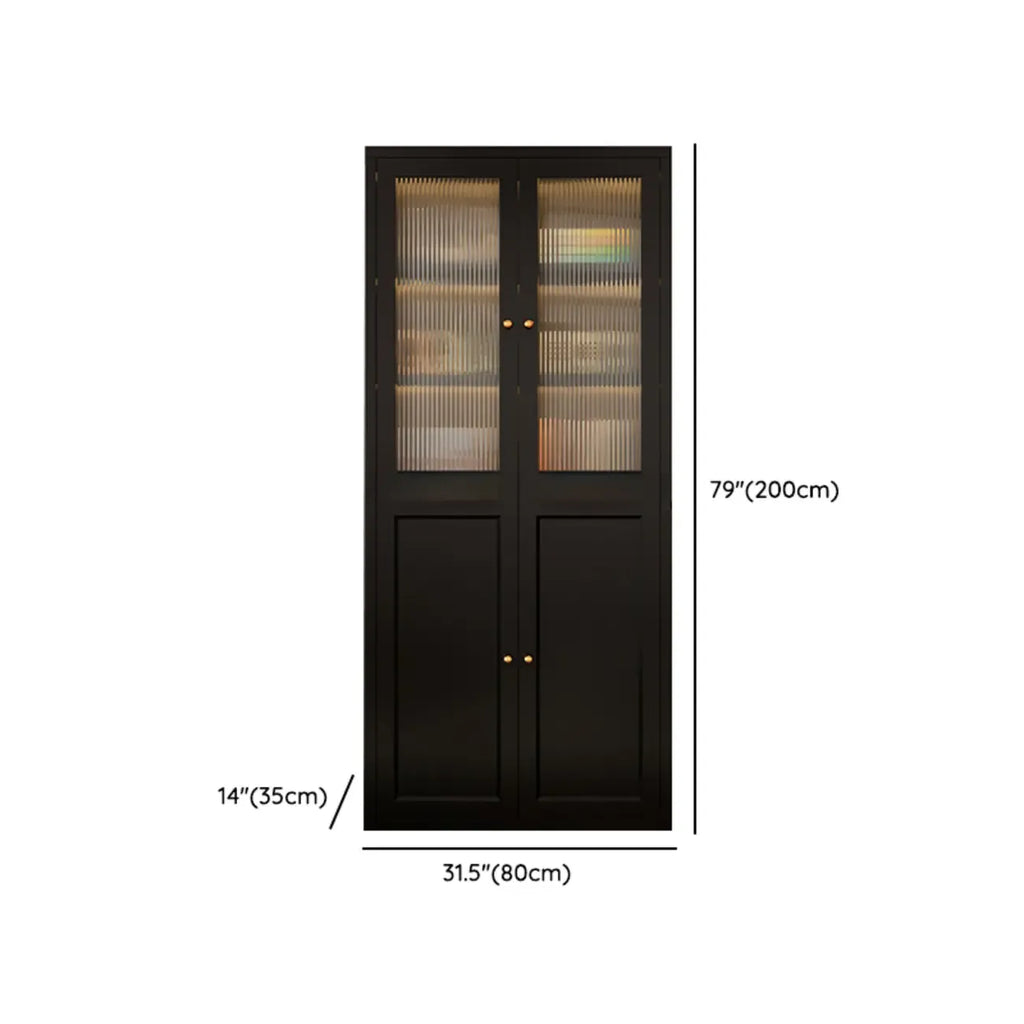 Contemporary Black Metal Bookcase with Glass Doors