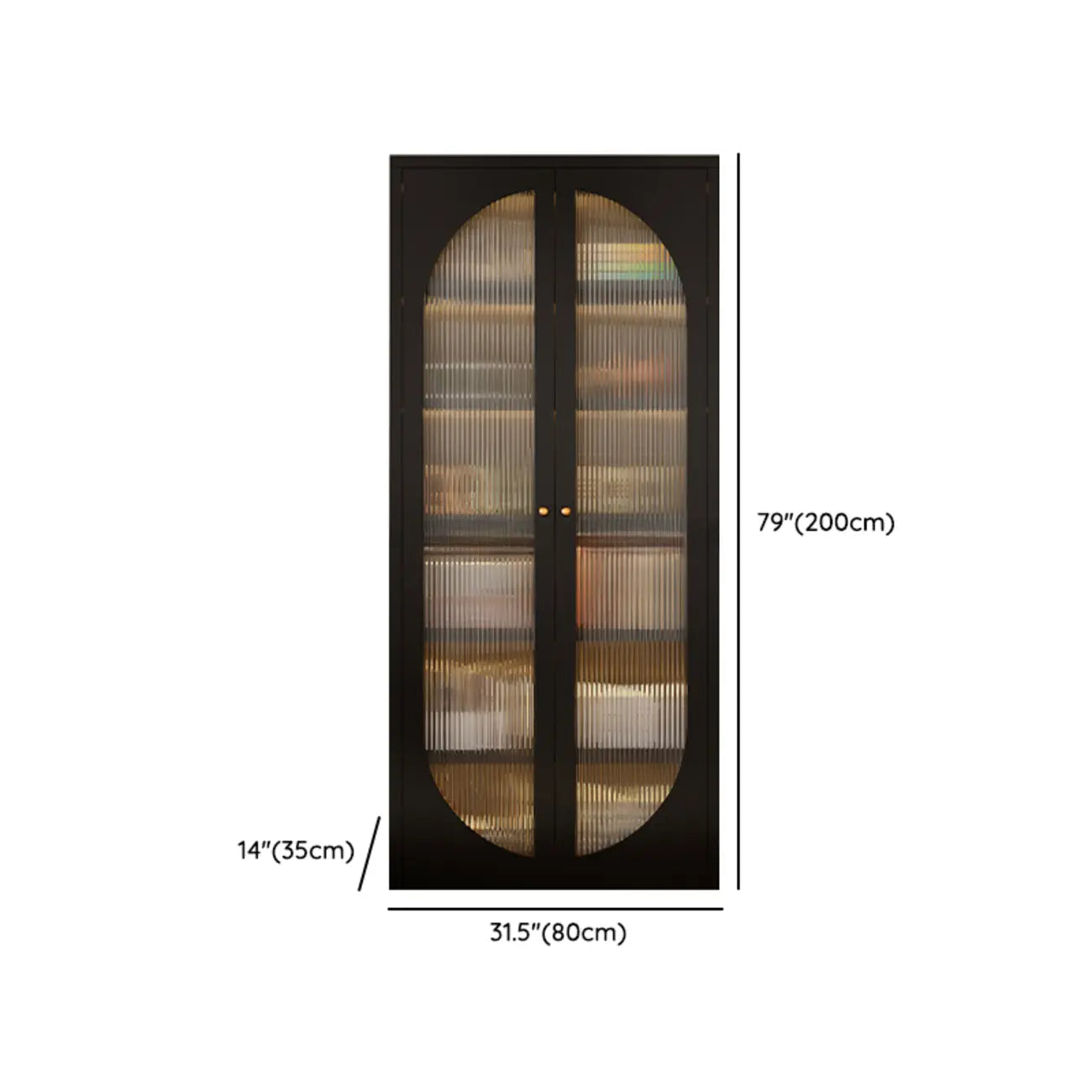 Contemporary Black Metal Bookcase with Glass Doors