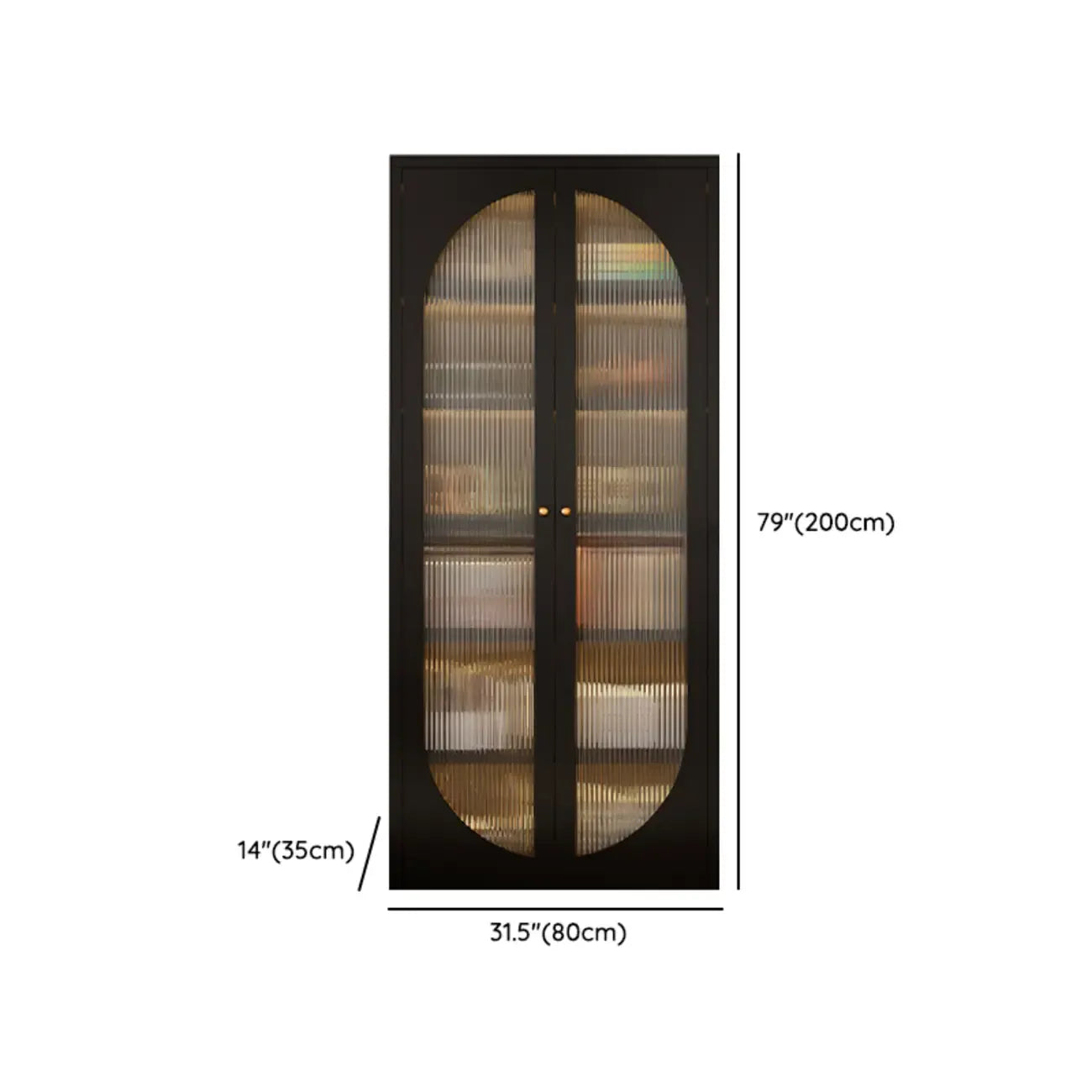 Contemporary Black Metal Bookcase with Glass Doors