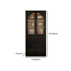 Contemporary Black Metal Bookcase with Glass Doors