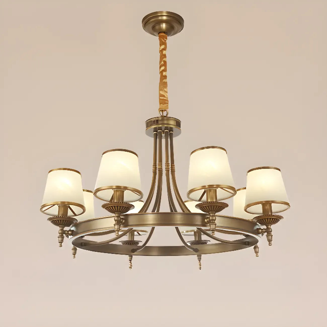 Adjustable Metal Vintage Hoop Chandelier with Shade
