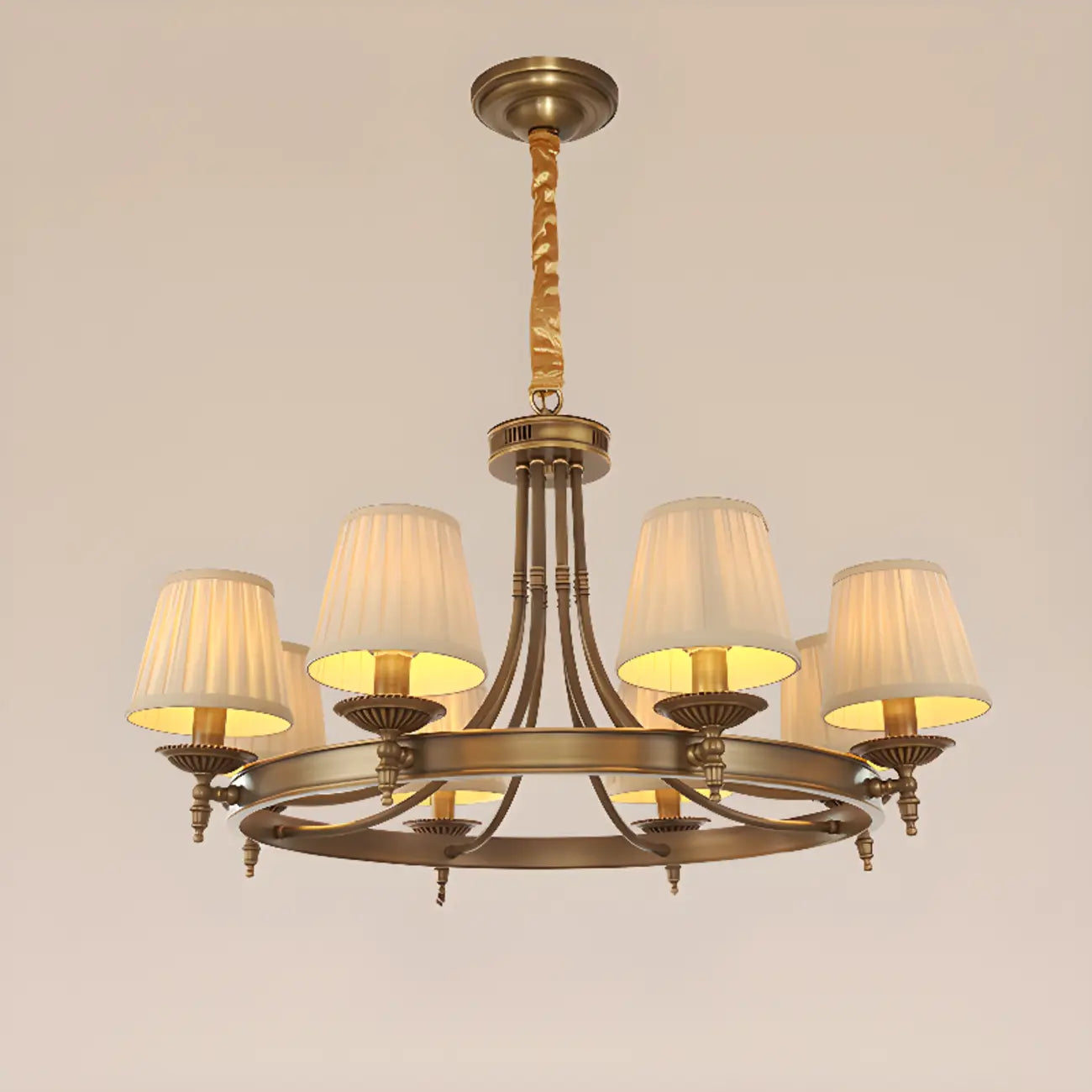 Adjustable Metal Vintage Hoop Chandelier with Shade