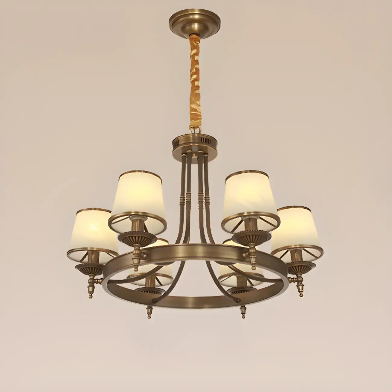 Adjustable Metal Vintage Hoop Chandelier with Shade