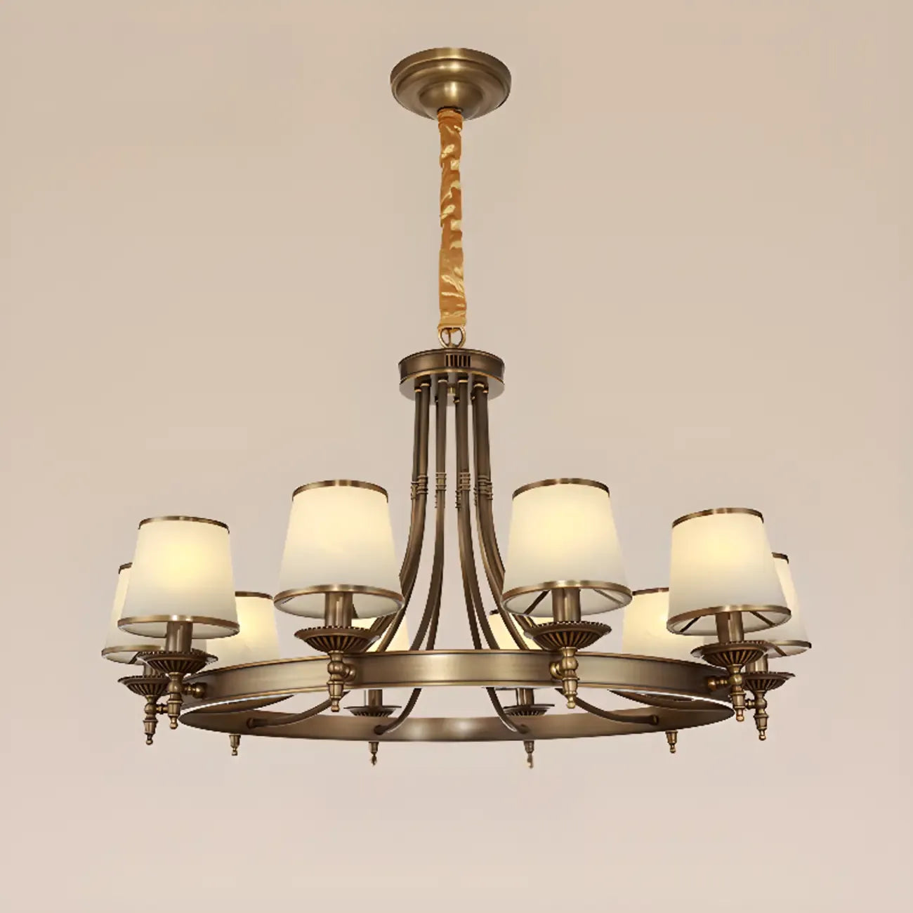 Adjustable Metal Vintage Hoop Chandelier with Shade