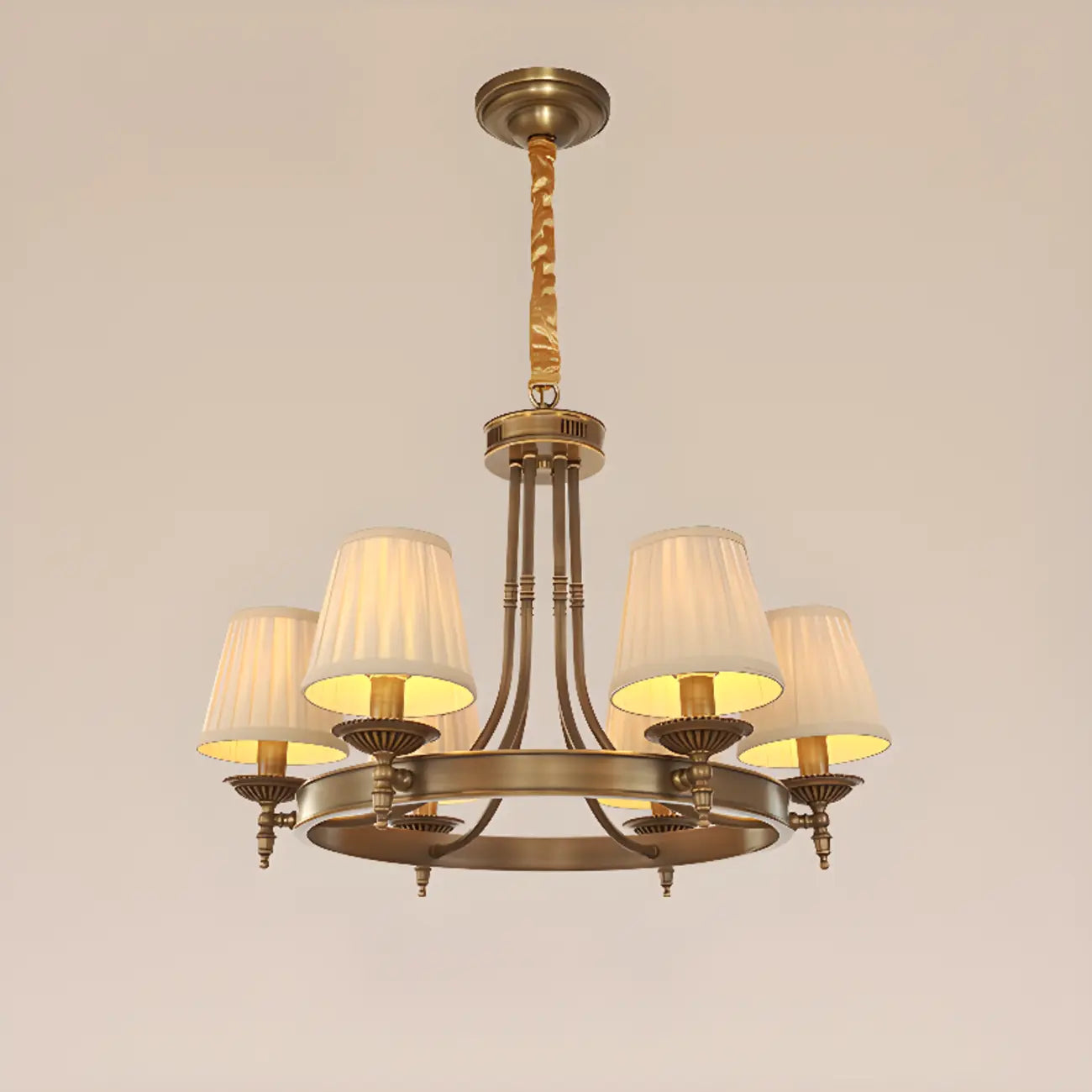 Adjustable Metal Vintage Hoop Chandelier with Shade