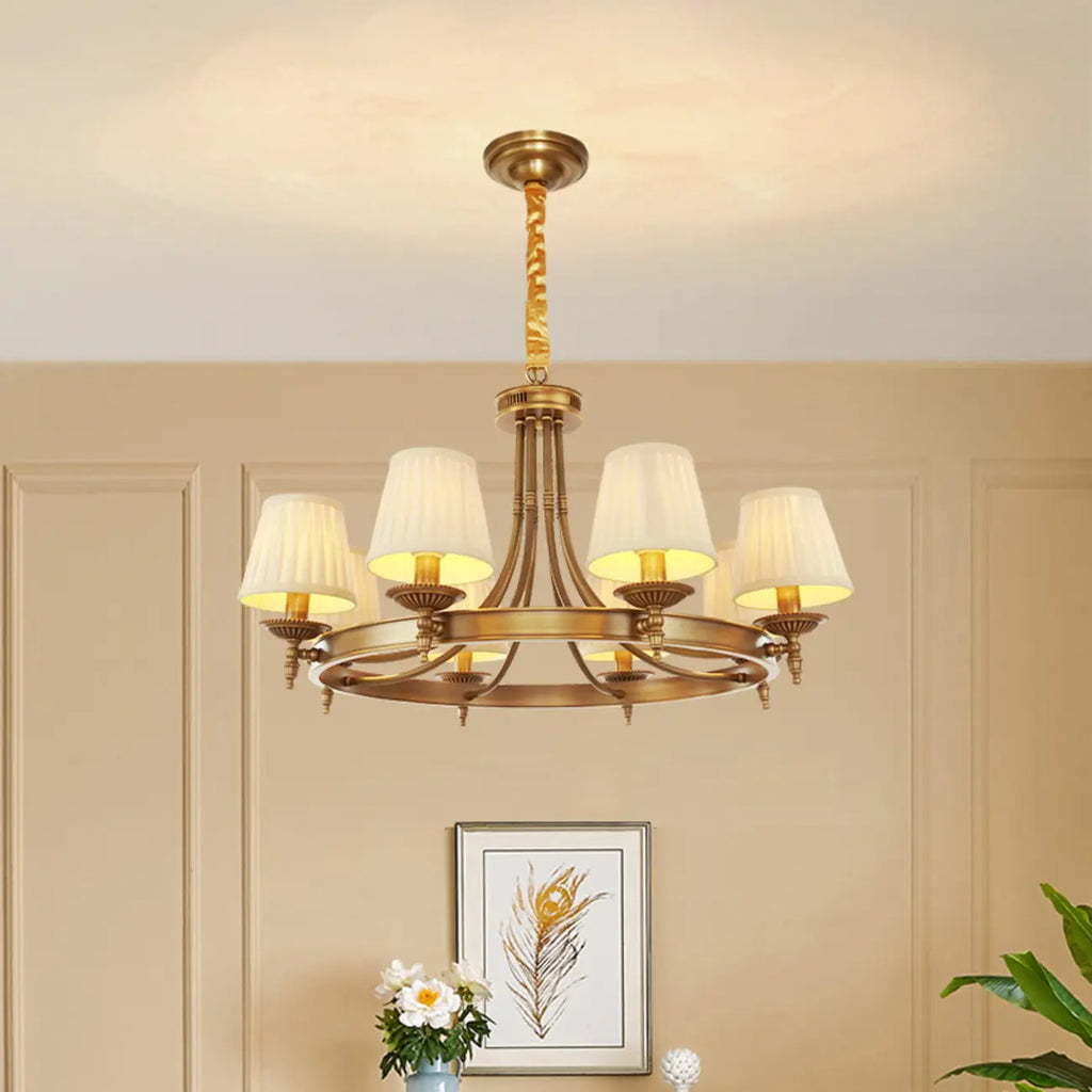 Adjustable Metal Vintage Hoop Chandelier with Shade