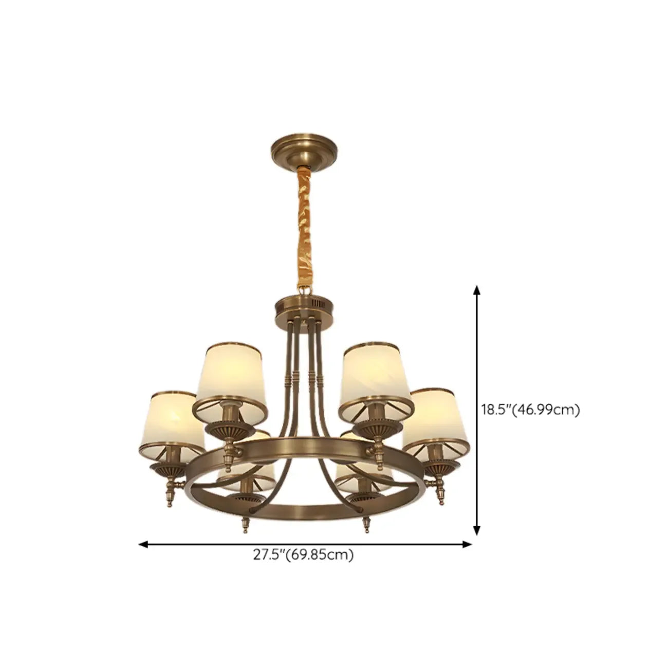 Adjustable Metal Vintage Hoop Chandelier with Shade