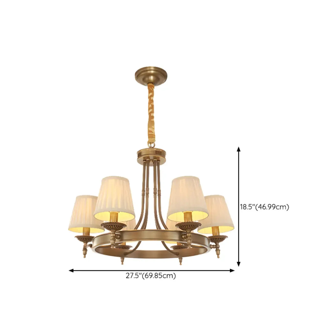 Adjustable Metal Vintage Hoop Chandelier with Shade