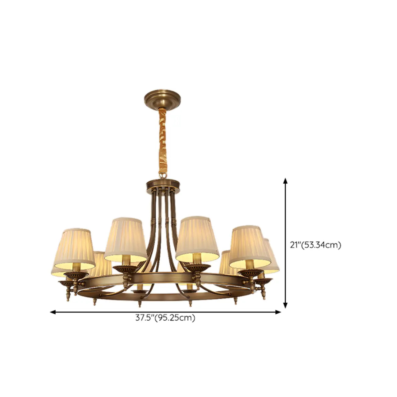 Adjustable Metal Vintage Hoop Chandelier with Shade