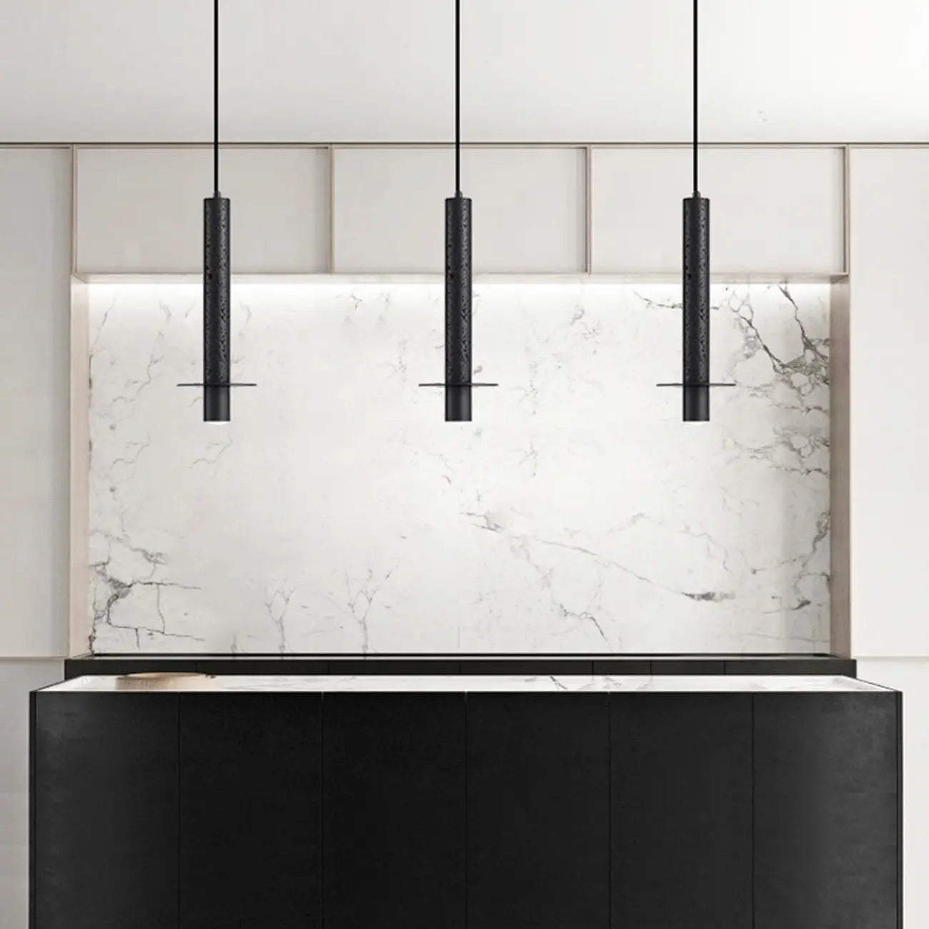 Art Deco Black Stone Geometric Bedroom LED Pendant Light