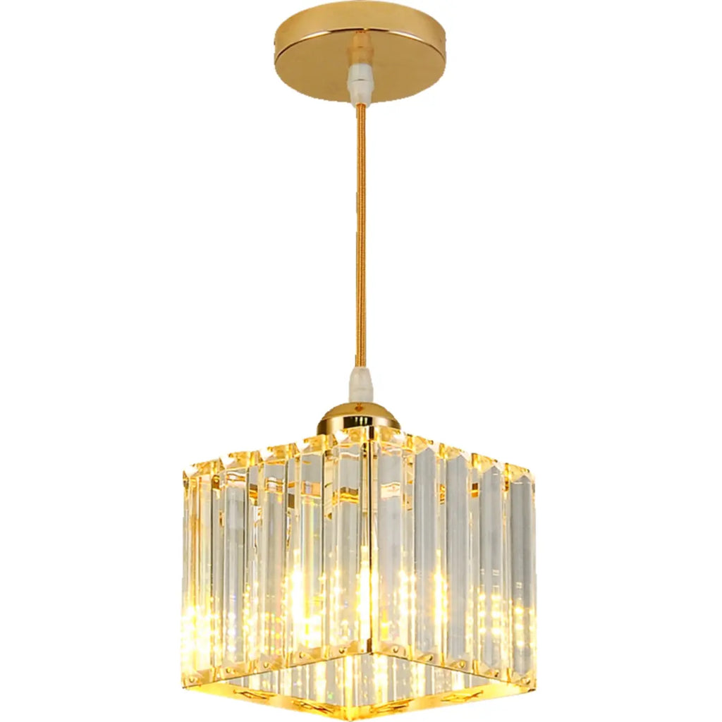Art Deco Gold Metal Crystal Geometric Pendant Light