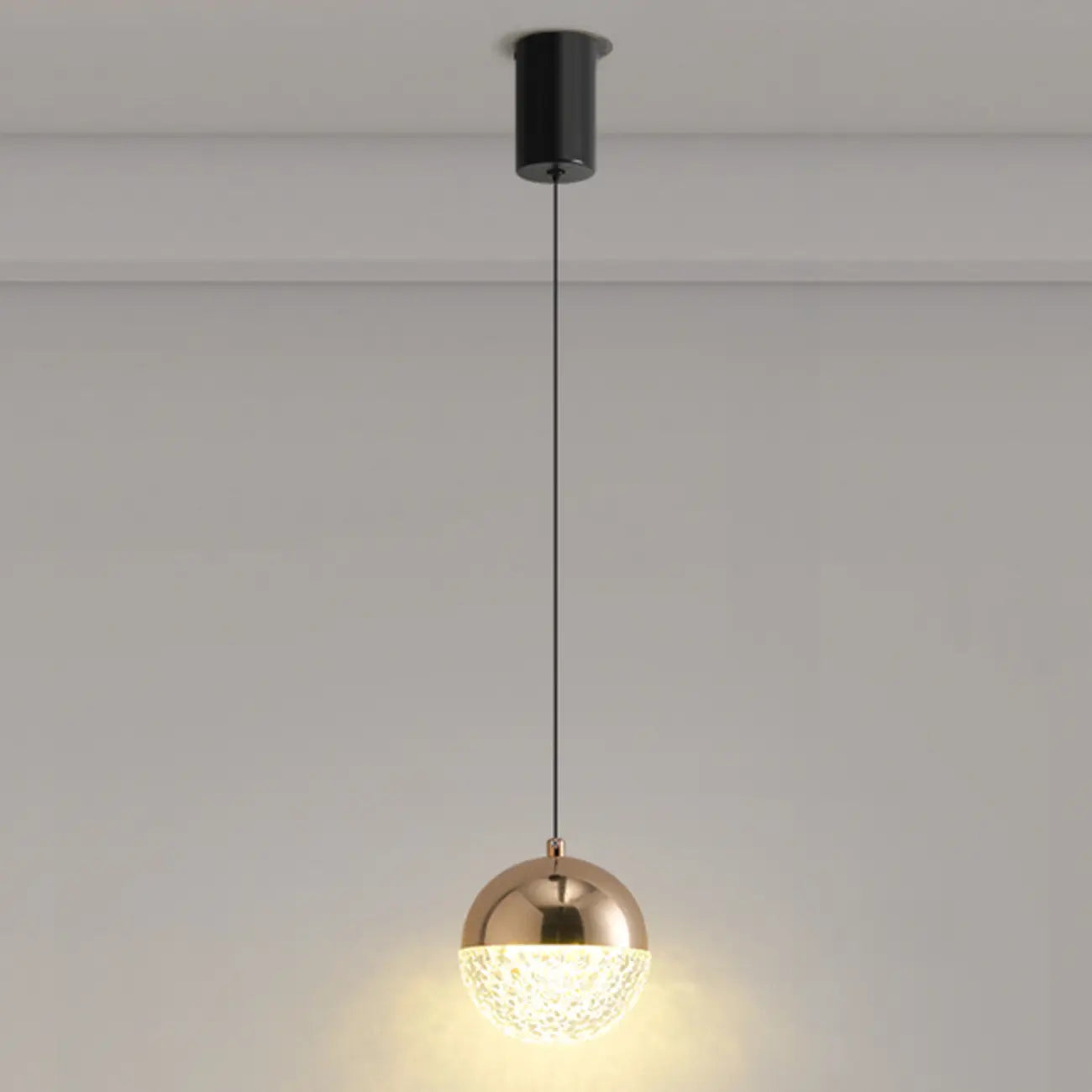Modern Rose Gold Clear Globe Liftable Pendant Light