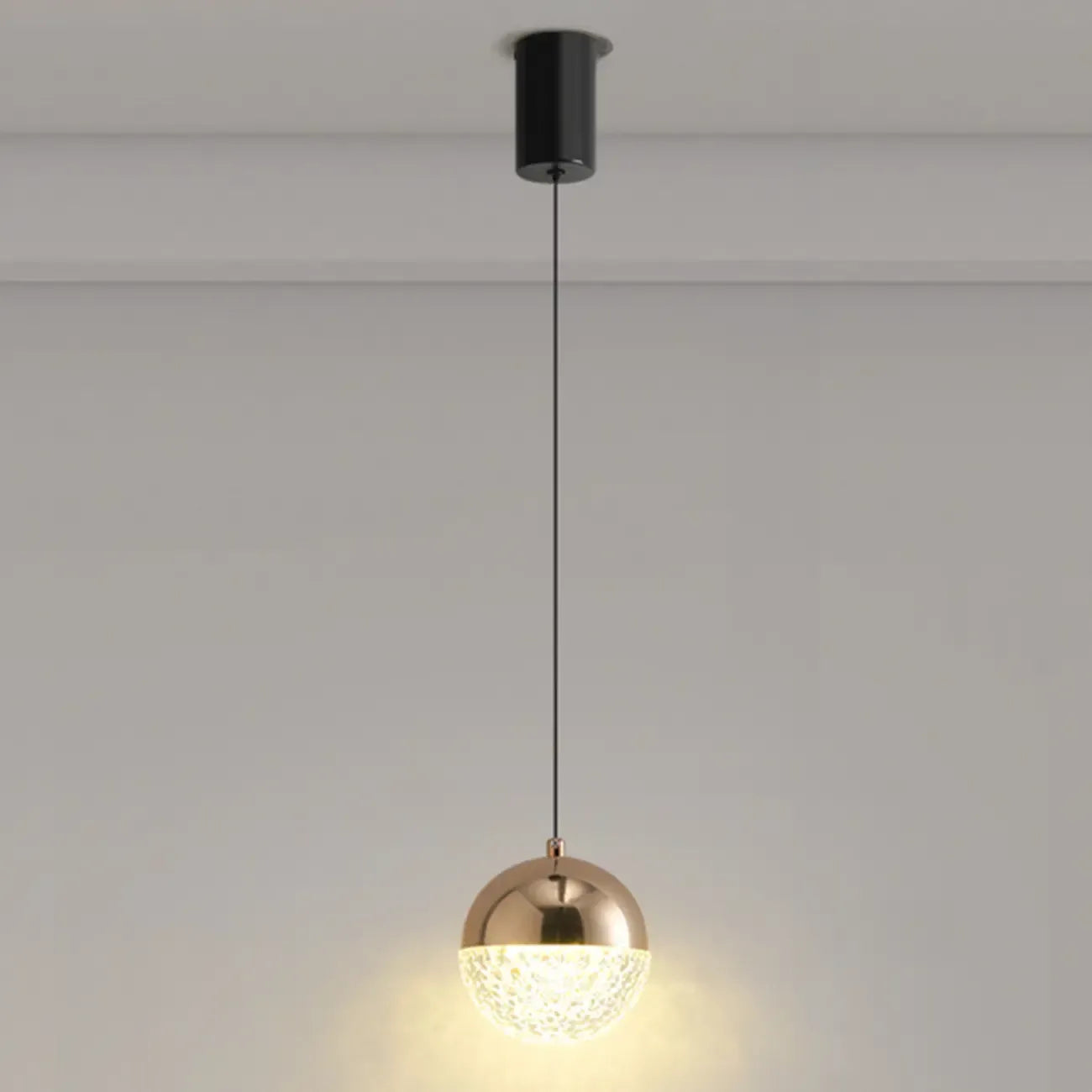 Modern Rose Gold Clear Globe Liftable Pendant Light