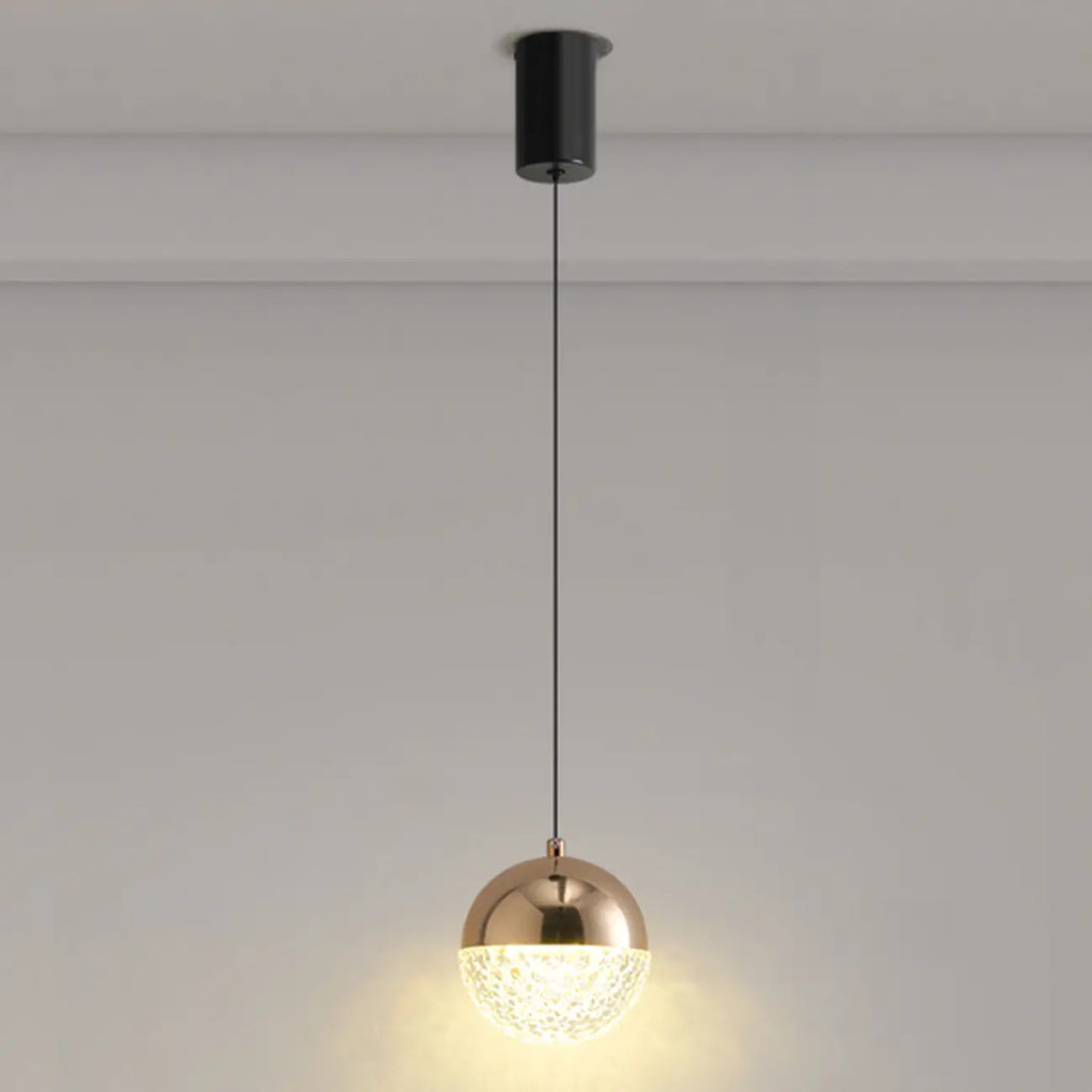 Modern Rose Gold Clear Globe Liftable Pendant Light