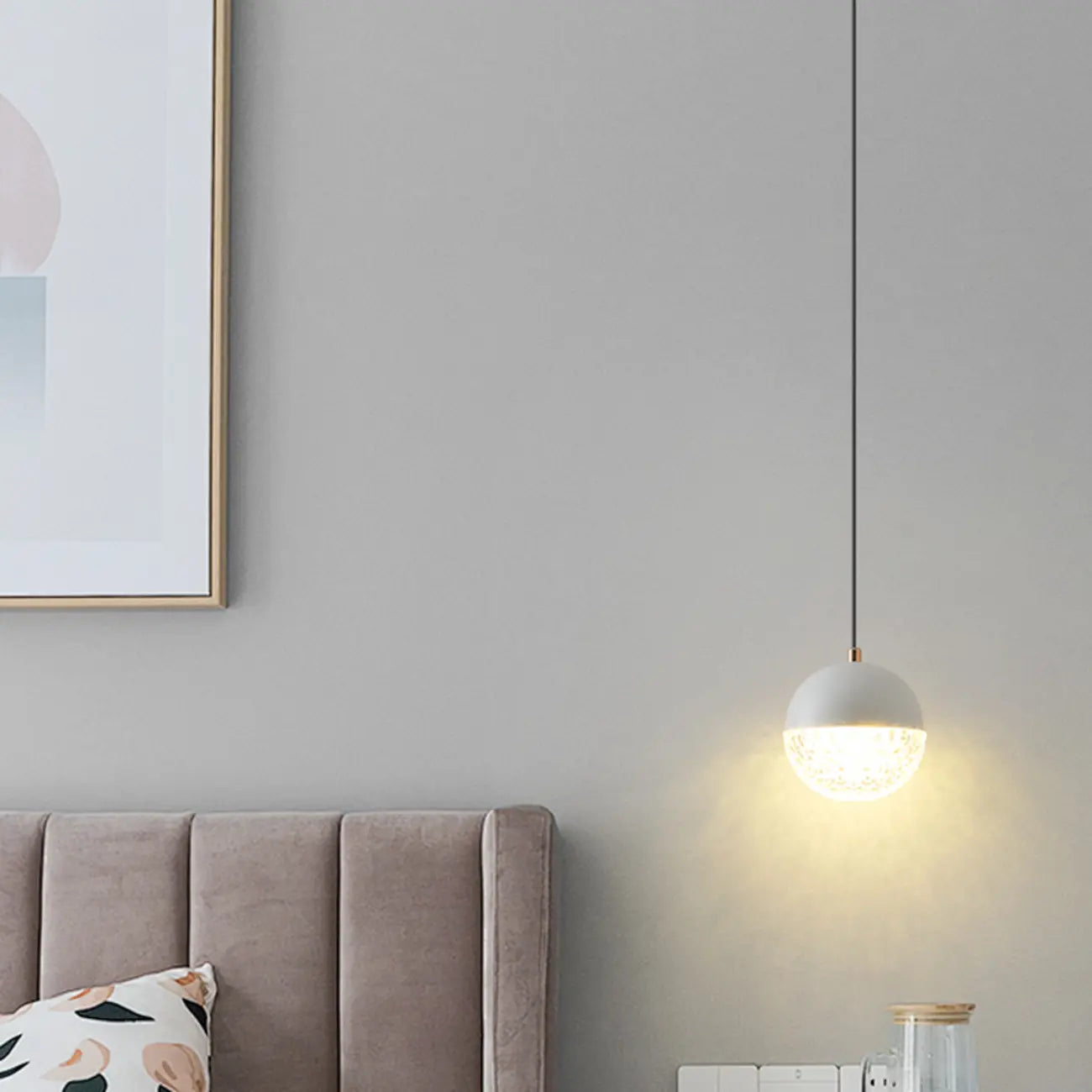 Modern Rose Gold Clear Globe Liftable Pendant Light