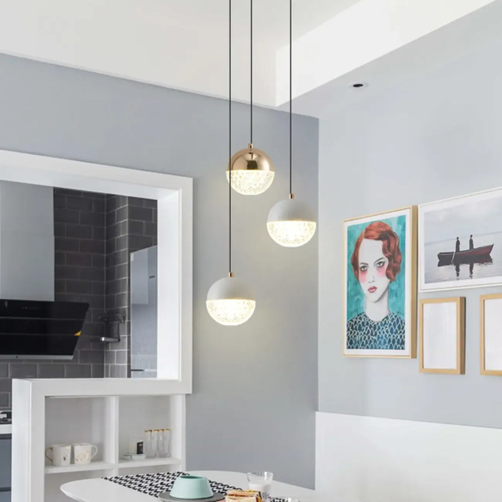 Modern Rose Gold Clear Globe Liftable Pendant Light
