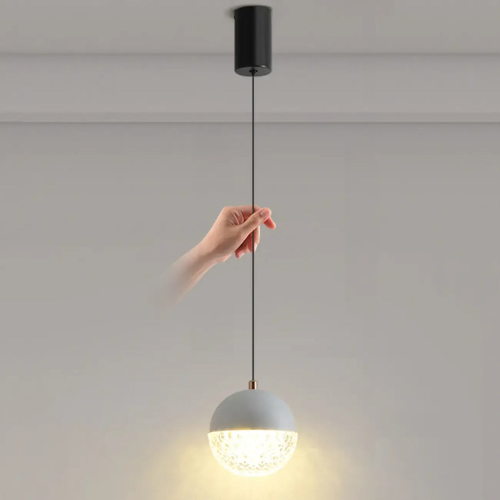 Modern Rose Gold Clear Globe Liftable Pendant Light