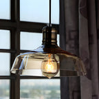 Modern Black Glass Pendant Light Adjustable Length for Kitchen