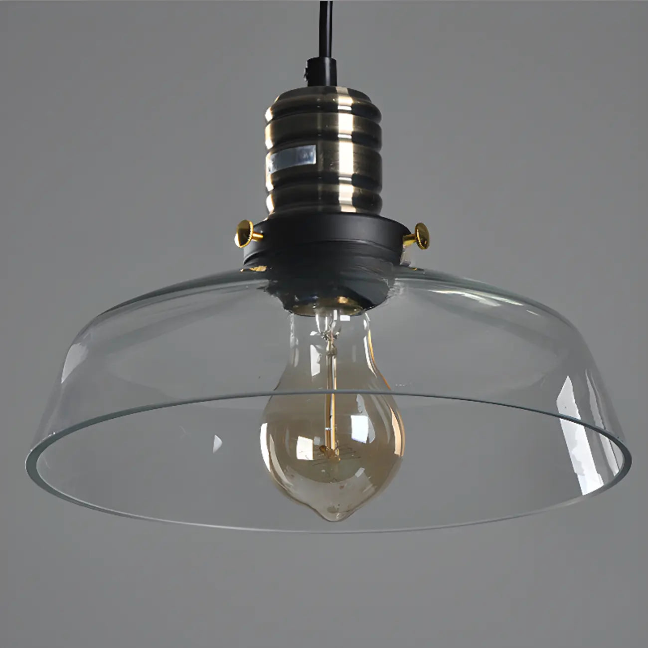 Modern Black Glass Pendant Light Adjustable Length for Kitchen