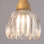 Glass Shade Wood Kitchen Island Pendant Light Adjustable Length