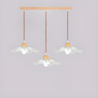 3-Light Modern Glass Wood Island Pendant Light for Kitchen